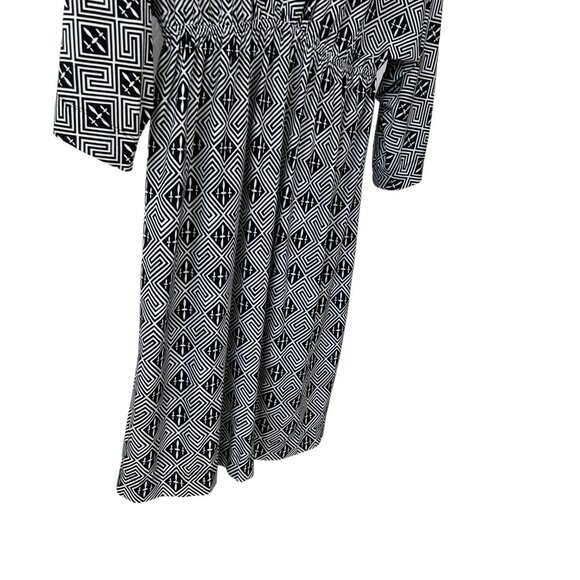Soma Black White Print Long Sleeve Knee Length Dress Medium - Picture 3 of 8
